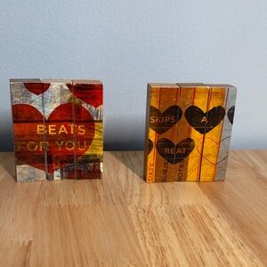 Heart-Themed Wooden Mini Triptych by artist John W Golden